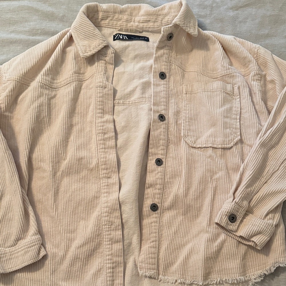 Zara Light Beige Corduroy Shacket